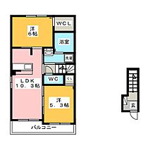 グレーシアＢ棟  ｜ 愛知県豊川市八幡町西六光寺（賃貸アパート2LDK・2階・54.85㎡） その2