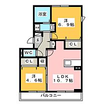 オッツ三蔵子　Ｂ  ｜ 愛知県豊川市三蔵子町北浦（賃貸アパート2LDK・3階・52.54㎡） その2