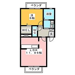 ベルカーサ 3階1LDKの間取り