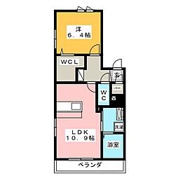 ラサーナ桂 1階1LDKの間取り