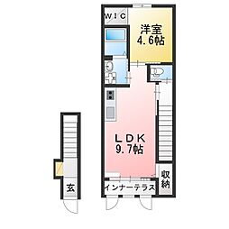 クルール 208 2階1LDKの間取り