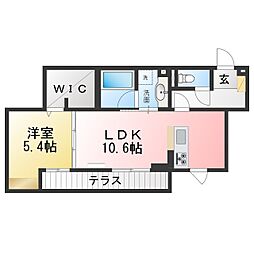 フレジェ 1LDKの間取図画像
