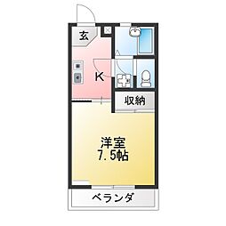 メゾンエーデルワイス 1Kの間取図画像