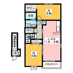 アンフルラージュ 2LDKの間取図画像