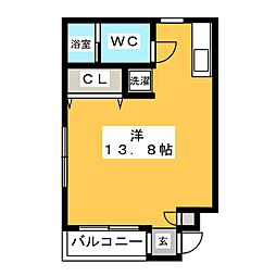 キャトルメゾン ワンルームの間取図画像