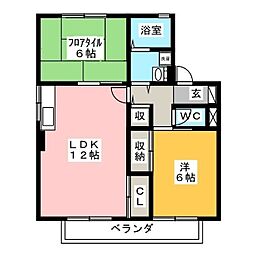 セジュール野田A 2LDKの間取図画像