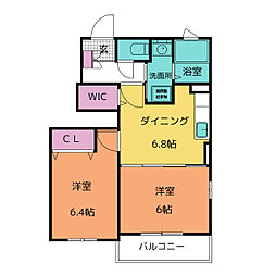 カルムA 2DKの間取図画像
