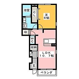 サンフラワー 1LDKの間取図画像