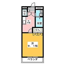 ソレイユ2番館 1Kの間取図画像