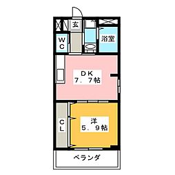 グランデージ中野 1DKの間取図画像