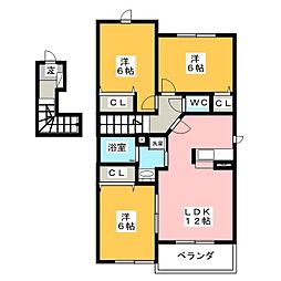 フラン・ディーアB 3LDKの間取図画像