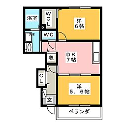 ベルソレイユ 2DKの間取図画像