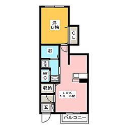 ブルックサイドビレッジ2 1LDKの間取図画像