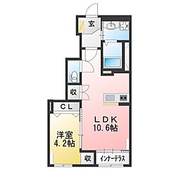 ニュークラリス 1LDKの間取図画像