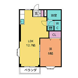 エルディムティンクル 1LDKの間取図画像