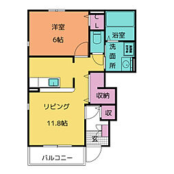 プリムローズB 1LDKの間取図画像