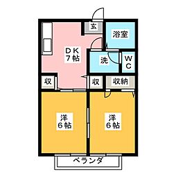 シャーメゾン水上B 2DKの間取図画像