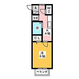 ハッピーハウス 1Kの間取図画像