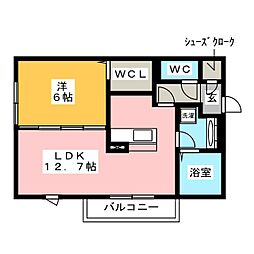 レセンテ上野A 1LDKの間取図画像