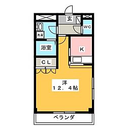 ヒーリングパレス 1Kの間取図画像