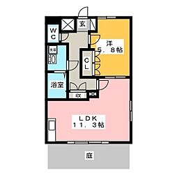 プチボナール 1LDKの間取図画像