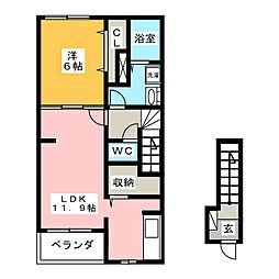 ベルレージュ 1LDKの間取図画像