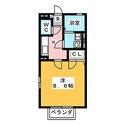 アドヴァンス 1Kの間取図画像