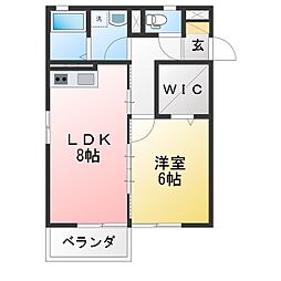 モナリエローザ 1LDKの間取図画像