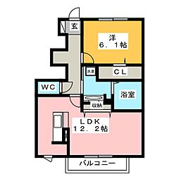 リヴィエール 1LDKの間取図画像