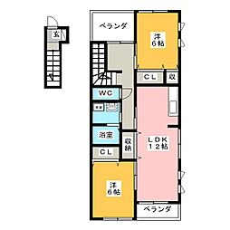 ハイステージFour 2LDKの間取図画像