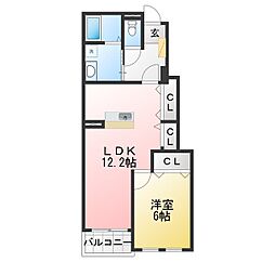 パルティール 1LDKの間取図画像