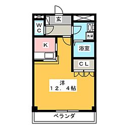 ヒーリングパレス 1Kの間取図画像
