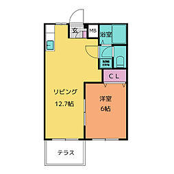 コーポN・K 1LDKの間取図画像