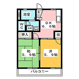 SSコーポLYRA 2DKの間取図画像