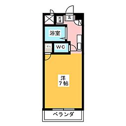 アーバンライフ陣中 4階ワンルームの間取り