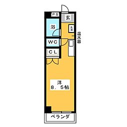 豊田メモリアルハイツ ワンルームの間取図画像