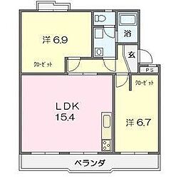三宅第2ビル 2LDKの間取図画像