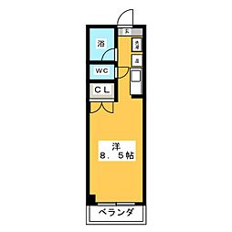 豊田メモリアルハイツ ワンルームの間取図画像