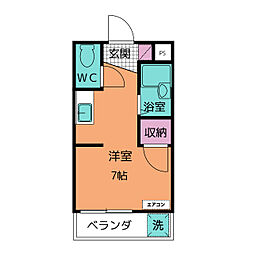 とよた・サンドエルB ワンルームの間取図画像