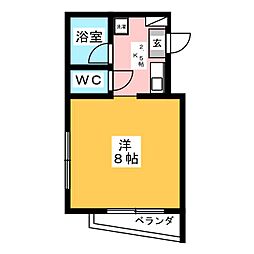 LIVATOP日之出 ワンルームの間取図画像