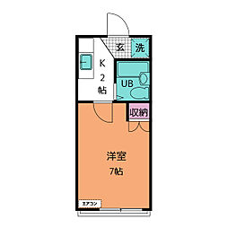 グリーン祥山荘 1Kの間取図画像