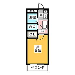 ル・グランサカエ 1Kの間取図画像