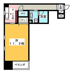 クオリア若宮町 1Kの間取図画像