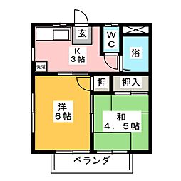 リヴェール2 2Kの間取図画像