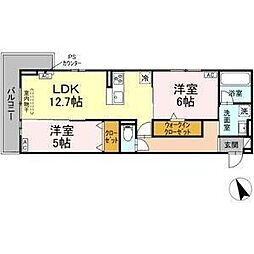 GRAND D-ROOM平芝 2LDKの間取図画像