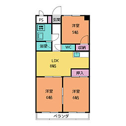マンション司 3DKの間取図画像