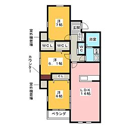 サイレントヒルズ弐番館 3LDKの間取図画像
