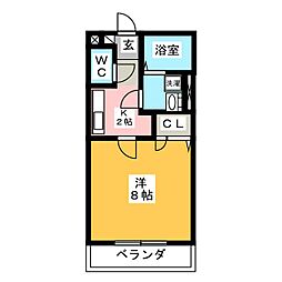 ヒルズ日南 1Kの間取図画像