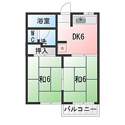 フォーヴル浄水 2DKの間取図画像