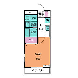 パンシオンS 1Kの間取図画像